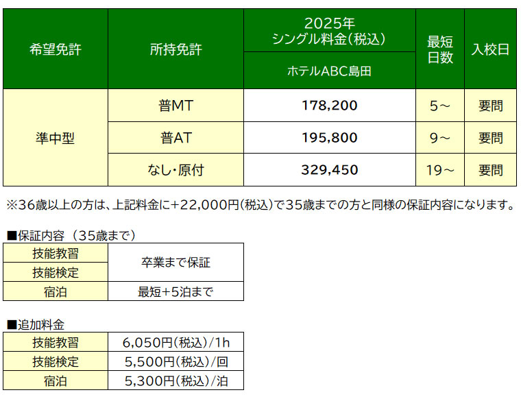 料金表