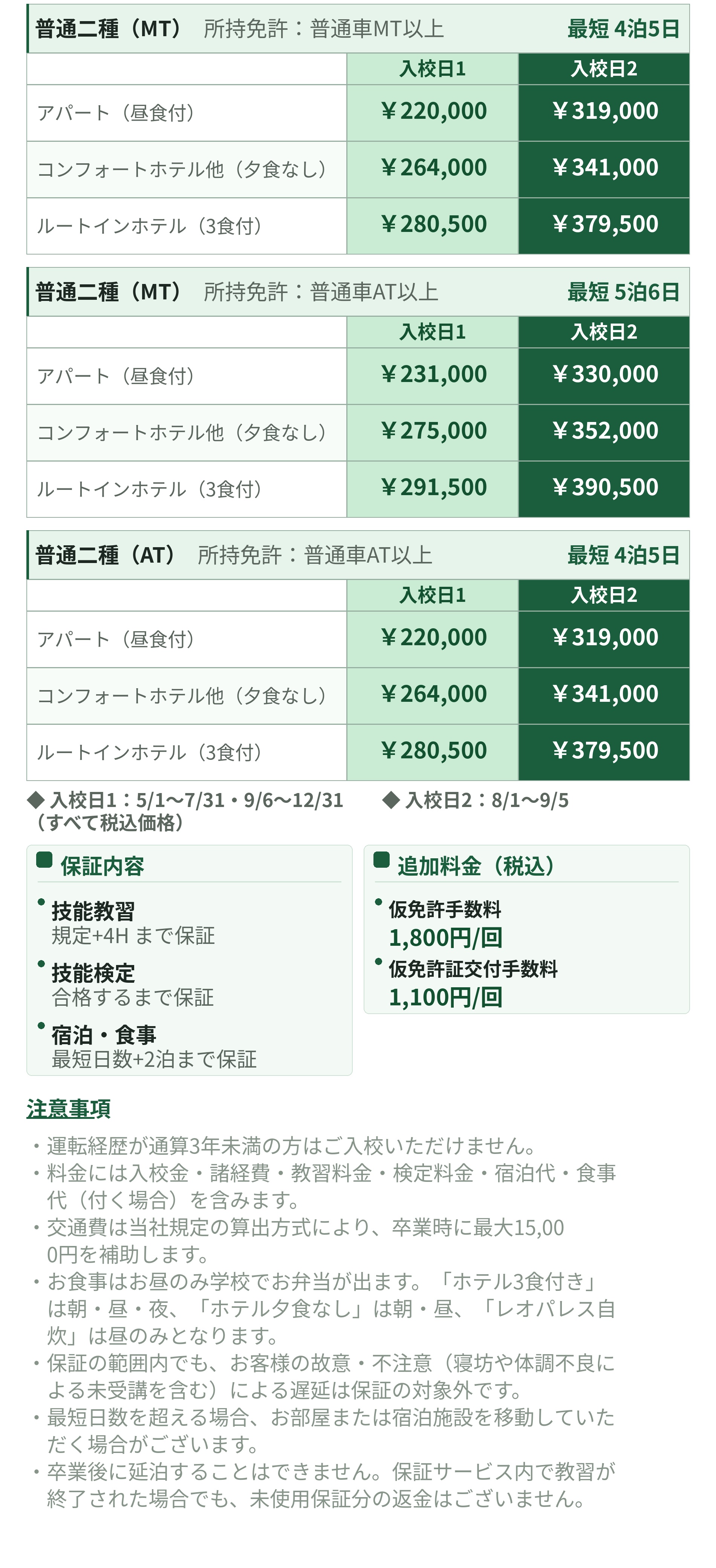 料金表